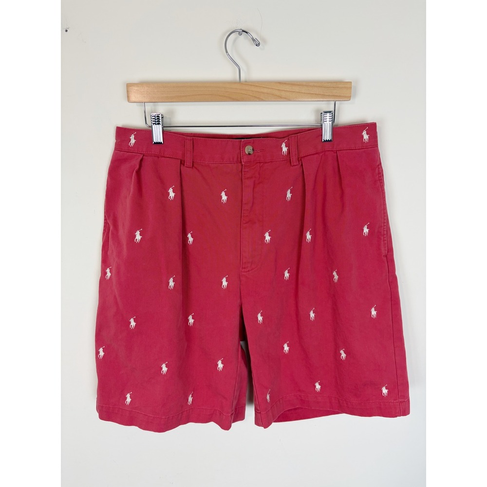 Vintage POLO Ralph Lauren Mens Tyler Shorts Size 35 Double Pleated‎ Pony Logo